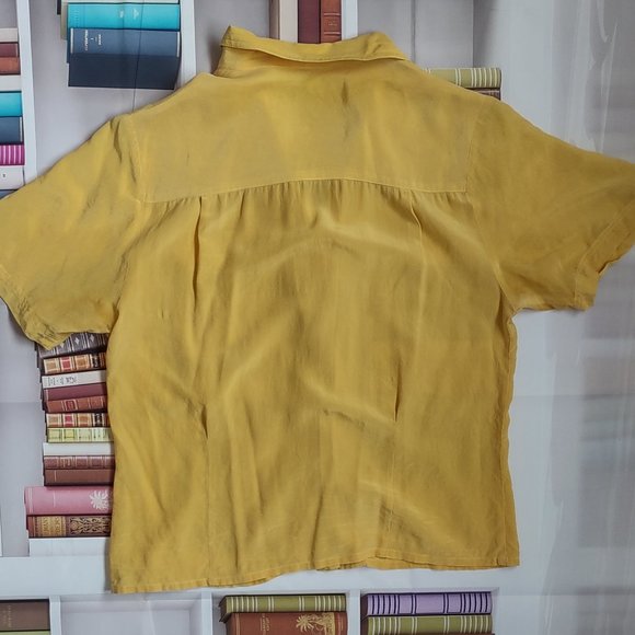 Vintage Yellow Crepe Silk Blouse - Picture 2 of 4